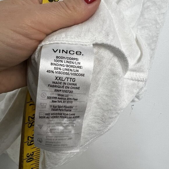 Vince Women's Short Sleeve White Crewneck T-Shirt Essential Linen Size XXL NWT - Picture 11 of 12